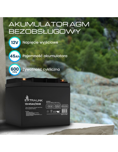 Extralink Akumulator Battery Accumulator Agm 12V 45