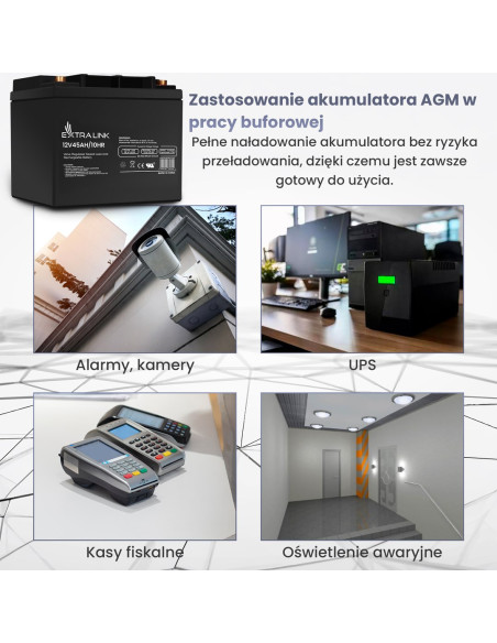 Extralink Akumulator Battery Accumulator Agm 12V 45