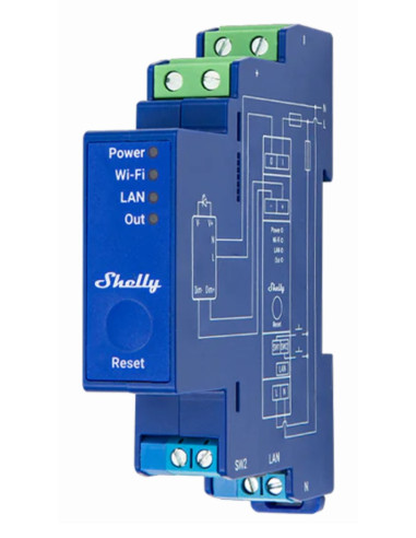 Shelly Shelly_Pro_Dimmer_0/1-10V_Pm Ściemniacz Wbudowany Ściemniacz Światła Niebieski