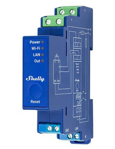 Shelly Shelly_Pro_Dimmer_0/1-10V_Pm Ściemniacz Wbudowany Ściemniacz Światła Niebieski
