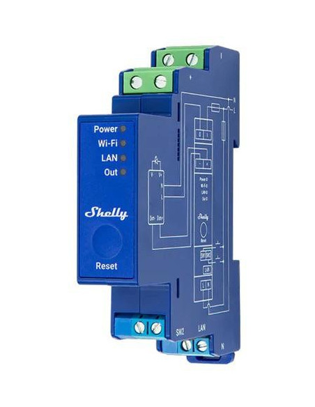 Shelly Shelly_Pro_Dimmer_0/1-10V_Pm Ściemniacz Wbudowany Ściemniacz Światła Niebieski