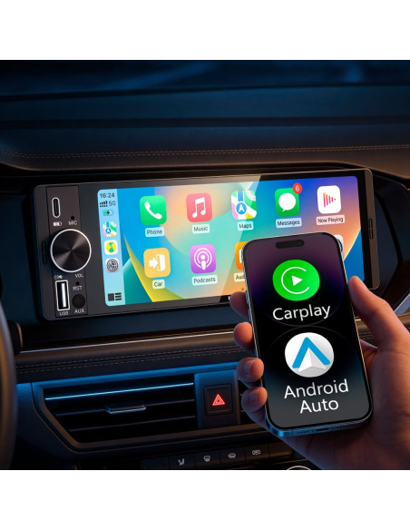 Kruger&Matz Radio Samochodowe Km2016 Carplay/Androidauto 1Din