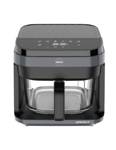Eldom Frytkownica Beztłuszczowa Fr500 5,5 L 1200W Szklany Pojemnik, Ruszt, Silikonowa Podkładka, 8 Programów, Regulacja Tem.