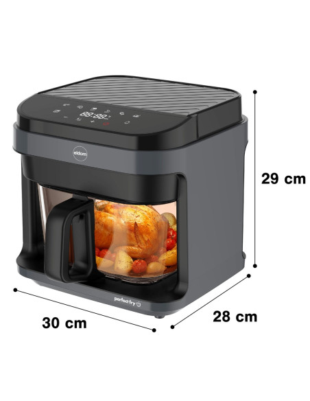 Eldom Frytkownica Beztłuszczowa Fr500 5,5 L 1200W Szklany Pojemnik, Ruszt, Silikonowa Podkładka, 8 Programów, Regulacja Tem.