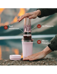 Zaparzacz Do Kawy Go Plus Z Kubkiem Termicznym Różowy Aeropress 2