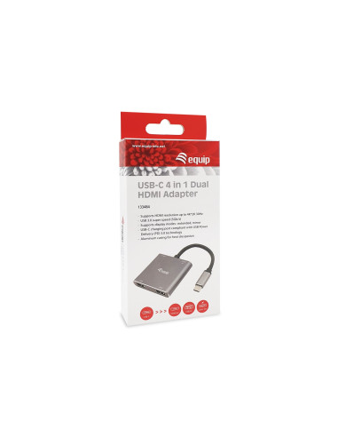 Equip 133484 Stacja Dokująca Przewodowa Usb 3.2 Gen 1 (3.1 Gen 1) Type-C Srebrny