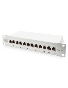Digitus Panel Krosowy (Patch Panel) 10'' 12X Rj45, Lsa Poziom, Kat.6A, Ekranowany, 1U, Szary, Prowadnica Kabli