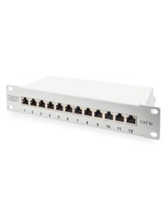 Digitus Panel Krosowy (Patch Panel) 10'' 12X Rj45, Lsa Poziom, Kat.6A, Ekranowany, 1U, Szary, Prowadnica Kabli 2