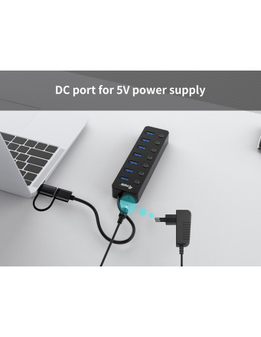 Equip 128965 Huby I Koncentratory Usb 3.2 Gen 1 (3.1 Gen 1) Type-A 5000 Mbit/S Czarny