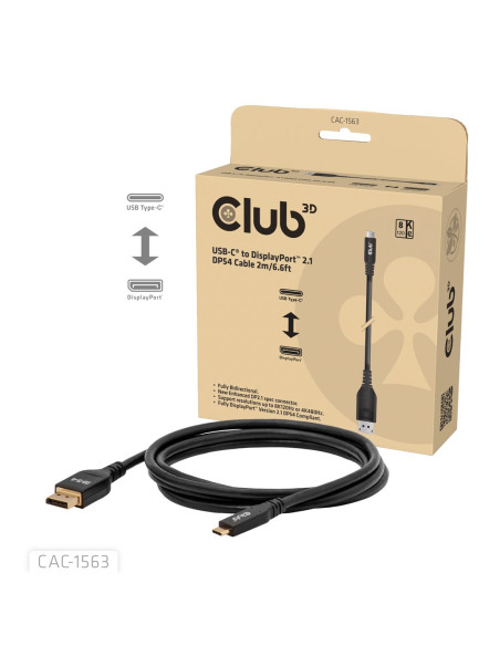 Club3D Cac-1563 Adapter Kablowy 2 M Usb Type-C Displayport Czarny