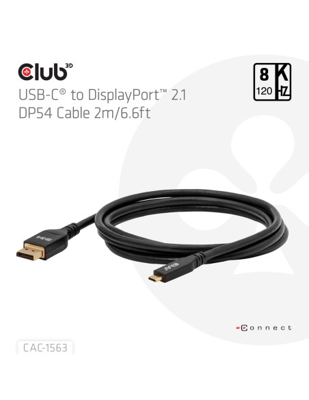 Club3D Cac-1563 Adapter Kablowy 2 M Usb Type-C Displayport Czarny