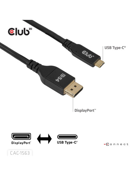 Club3D Cac-1563 Adapter Kablowy 2 M Usb Type-C Displayport Czarny