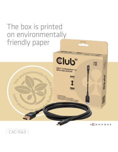 Club3D Cac-1563 Adapter Kablowy 2 M Usb Type-C Displayport Czarny