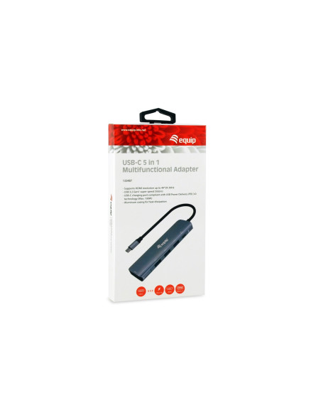 Equip 133487 Huby I Koncentratory Usb 3.2 Gen 1 (3.1 Gen 1) Type-C 5000 Mbit/S Czarny, Szary