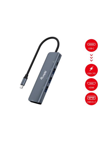 Equip 133487 Huby I Koncentratory Usb 3.2 Gen 1 (3.1 Gen 1) Type-C 5000 Mbit/S Czarny, Szary