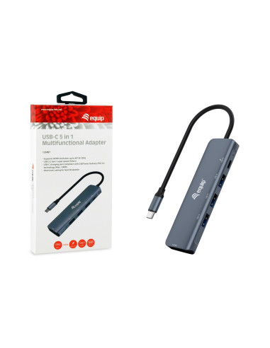 Equip 133487 Huby I Koncentratory Usb 3.2 Gen 1 (3.1 Gen 1) Type-C 5000 Mbit/S Czarny, Szary