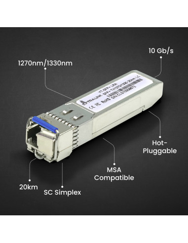 Extralink Moduł Sfp+ Wdm Sfp+ 10G 10Gbps 1270/1330Nm, Single Mode, 20Km, Lc, Dom, Para