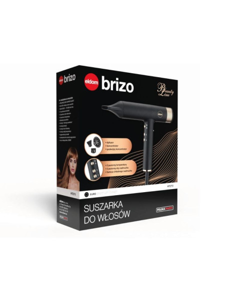 Eldom Suszarka Do Włosów Ht270 Brizo 2000W Technologia Super-Silent 3 Oziomy Nadmuchu,Jonozacja Funkcja Auto-Cleaning  Funkcj