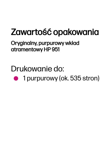 Hp Oryginalny, Purpurowy Wkład Atramentowy 951
