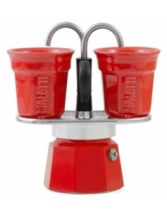 Bialetti Kawiarka Mini Express Czerwona 2Tz + 2 Filiżanki