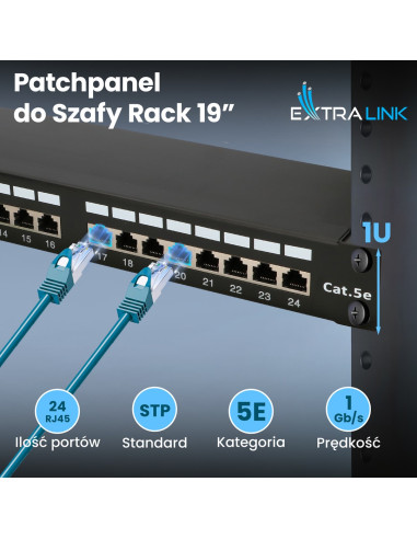 Extralink Patchpanel Cat5E Stp V2 24 Porty