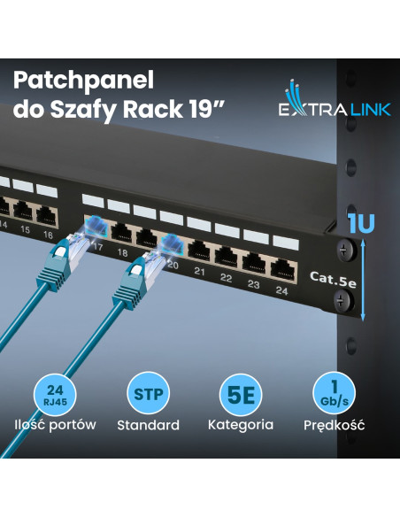 Extralink Patchpanel Cat5E Stp V2 24 Porty