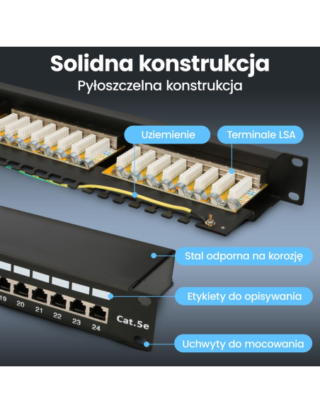 Extralink Patchpanel Cat5E Stp V2 24 Porty