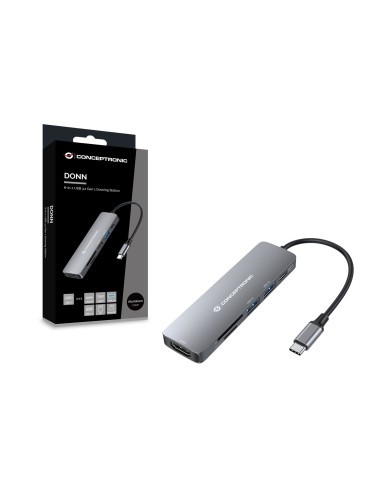 Conceptronic Donn11G Stacja Dokująca Przewodowa Usb 3.2 Gen 1 (3.1 Gen 1) Type-C Szary