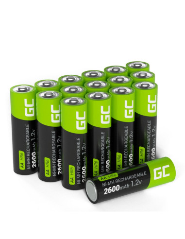 16X Akumulatorki Paluszki Aa R6 2600Mah Ni-Mh Baterie Do Ładowania Green Cell