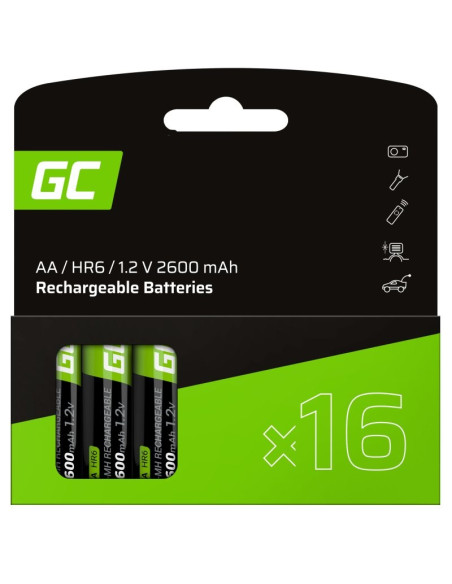 16X Akumulatorki Paluszki Aa R6 2600Mah Ni-Mh Baterie Do Ładowania Green Cell