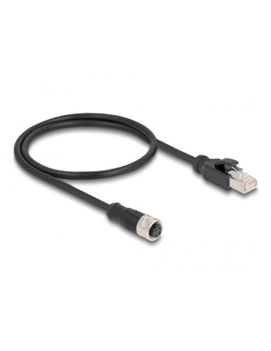 Delock M12 Kabel Adaptera Z Kodowaniem D 4-Pinowe Żeńskie Do Męski Rj45 O Długości 50 Cm