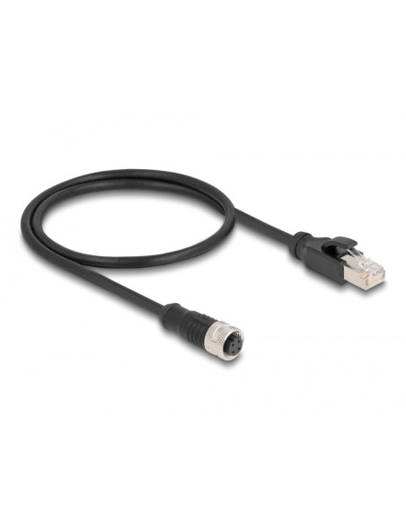 Delock M12 Kabel Adaptera Z Kodowaniem D 4-Pinowe Żeńskie Do Męski Rj45 O Długości 50 Cm
