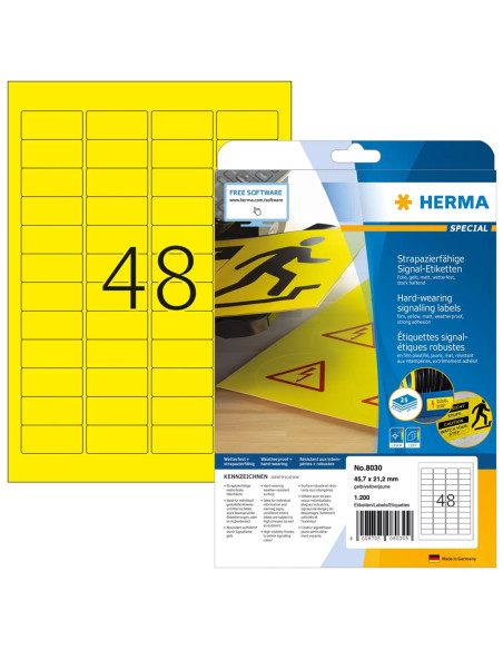 Herma 8030 Etykiet Do Nadruku Żółty Samoprzylepne Etykiety Do Drukowania