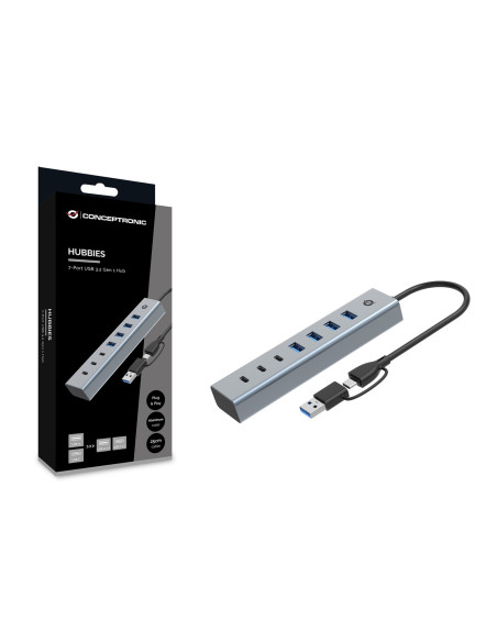 Conceptronic Hubbies20G Huby I Koncentratory Usb 3.2 Gen 1 (3.1 Gen 1) Type-C 5000 Mbit/S Szary