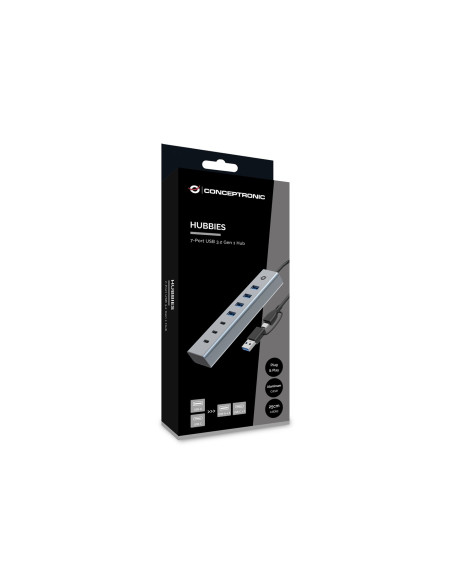Conceptronic Hubbies20G Huby I Koncentratory Usb 3.2 Gen 1 (3.1 Gen 1) Type-C 5000 Mbit/S Szary