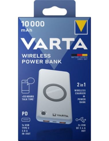 Varta 57913 Litowo-Polimerowy (Lipo) 10000 Mah Bezprzewodowe Ładowanie Biały