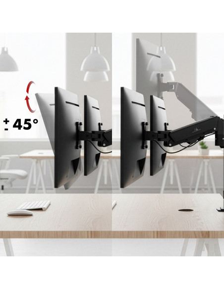 Uchwyt Na 2 Monitory Maclean, Sprężyna Gazowa, 17"-32", 2-10Kg, Czarny, Mc-136