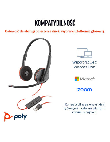 Poly Blackwire 3220 Stereo Usb-C Headset +Usb-C/A Adapter