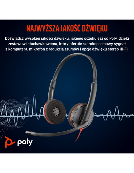 Poly Blackwire 3220 Stereo Usb-C Headset +Usb-C/A Adapter