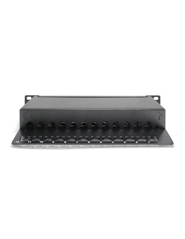 Digitus Panel Krosowy (Patch Panel) 10'' 12X Rj45, Lsa Poziom, Kat.6A, Ekranowany, 1U, Czarny, Prowadnica Kabli