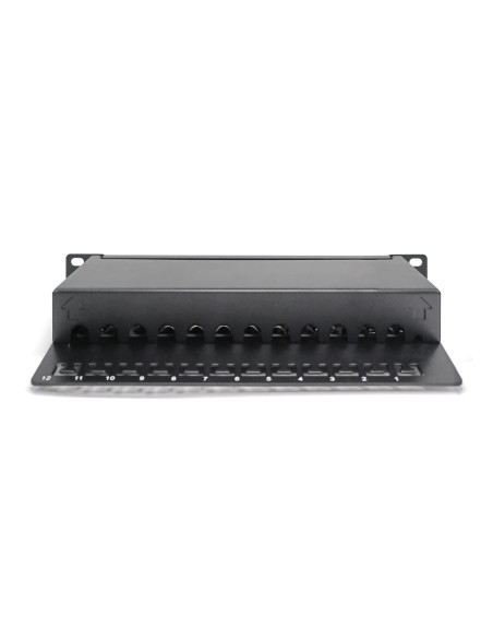 Digitus Panel Krosowy (Patch Panel) 10'' 12X Rj45, Lsa Poziom, Kat.6A, Ekranowany, 1U, Czarny, Prowadnica Kabli