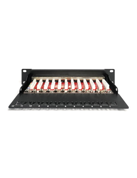 Digitus Panel Krosowy (Patch Panel) 10'' 12X Rj45, Lsa Poziom, Kat.6A, Ekranowany, 1U, Czarny, Prowadnica Kabli