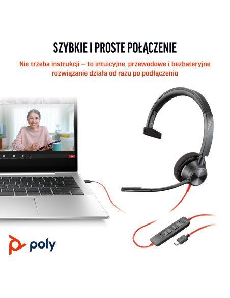 Słuchawki Poly Blackwire 3310 Mono Microsoft Teams Usb-C