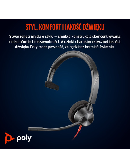 Słuchawki Poly Blackwire 3310 Mono Microsoft Teams Usb-C