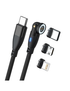 Realpower Magnetic Cable 100 Watt,1M,Black Mit Adaptern