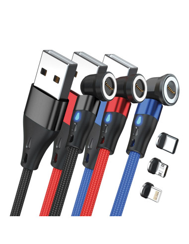 Realpower Magnetic Cable 3 Amp Set,1M,3 Kabel Mit Adaptern
