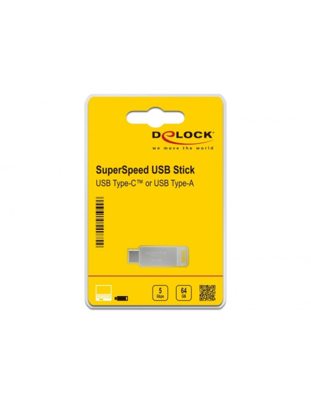 Delock Pendrive Usb-C + Typ-A 5 Gbps 64 Gb - Metalowa Obudowa