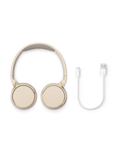Philips Tah3209Bg/00 Słuchawki/Zestaw Słuchawkowy Bezprzewodowy Opaska Na Głowę Połączenia/Muzyka Bluetooth Beżowy
