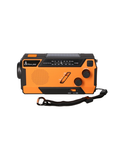 Extralink Ex.93746 Radio Awaryjne Solarne Z Korbka Dynamo Powerbank 4000Mah Z Latarka Sos Sr-4000 Przenośny Analogowy