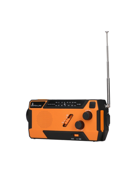 Extralink Ex.93746 Radio Awaryjne Solarne Z Korbka Dynamo Powerbank 4000Mah Z Latarka Sos Sr-4000 Przenośny Analogowy